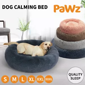 Pawz Dog Calming Bed Warm Soft Plush Round Comfy Sleeping Kennel Cave Washable - Picture 1 of 60
