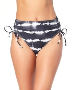 $20 California Waves Juniors' Tie-Dyed High-Waist Bikini Bottoms Black Medium - Picture 1 of 1
