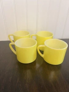 Vtg Glasbake Yellow Milk Glass Mugs Lot of 4 - Picture 1 of 3