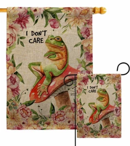 Dont Care Toad Burlap Garden Flag Animals Critter Small Gift Yard House Banner - Picture 1 of 19