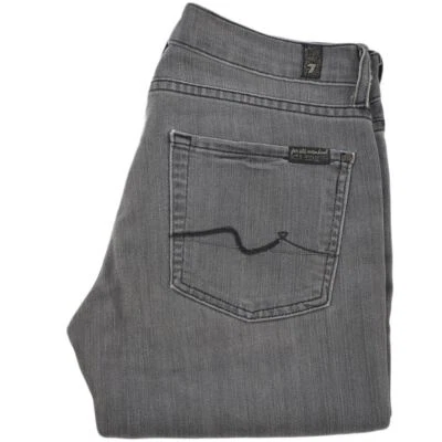 7 For All Mankind Women's Slim Fit Jeans Size 27 Skinny Gray Tapered Leg Denim - Image 1 of 4