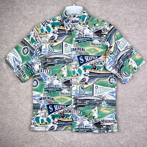 Reyn Spooner Seattle Mariners Shirt Mens Medium AL Champions Button Short Sleeve - Picture 1 of 10