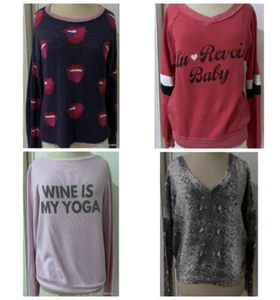 Felpa Wildfox Donna XS Top Lippy, Arrivederci Baby, Wine Is Yoga U SCEGLI - Foto 1 di 32