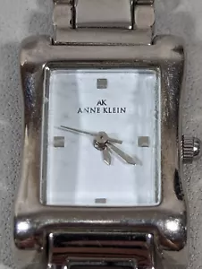 Anne Klein White Dial Silver Tone Rectangle Case Link Bracelet Band Watch - Picture 1 of 9