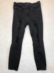 Aeropostale Jeans Women’s 10 Reg Black Mid/High Rise Jegging Skinny Distressed - Picture 1 of 17