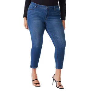 Pantalones de mezclilla recortados Sofia Vergara con curvas ajustados tiro alto para mujer talla 18W azul - Imagen 1 de 9