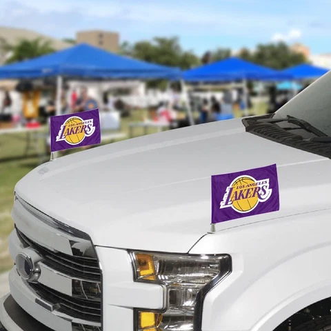 NBA - Los Angeles Lakers Ambassador Car Flags - 2 Pack Mini Auto Flags, 4inx6in Cover