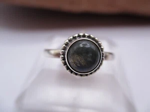 Hübscher Damen Ring 925 Sterlingsilber Labradorit blau grün rund  Rg 55/15 M - Bild 1 von 5