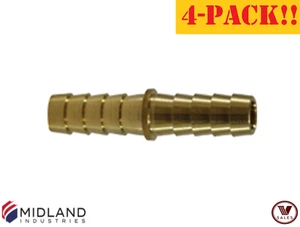 4-PACK!! NEW! Midland Metals 32096 Brass Hose Mender Splicer 1/2" Barbx1/2" Barb - Picture 1 of 4