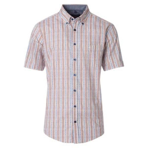 Casamoda Herren Hemd kurzarm Casual Fit gestreift 954392700 450 orange - Picture 1 of 4