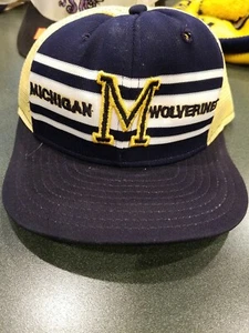 Vintage University Of Michigan Wolverines Trucker Hat Mesh Snapback RARE - Picture 1 of 5
