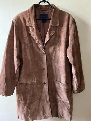 Jaqueta/casaco/casaco de carro vintage denim & Co blazer de camurça 1X Dusty Rose Mauve - Imagem 1 de 4