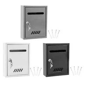 Wall Mounted Mailbox Security Drop Box with 2 Keys Post Letter Metal Post Box - Picture 1 of 22