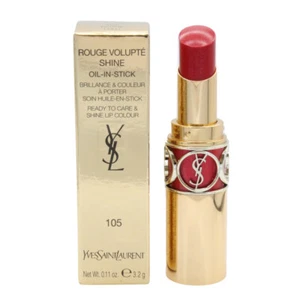 YSL Red Lipstick Rouge Volupte Shine 105 Rouge Lulu Hydrating Shimmer - Picture 1 of 2