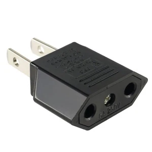 EU Euro Europe to US USA Power Jack Wall Plug Converter Travel Adapter Black - Picture 1 of 6