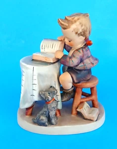 Hummel Little Bookkeeper Boy & Dog Figurine #306 TMK4 4.75" Germany Cute VTG - Picture 1 of 8