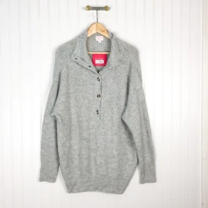 Isabel Womens Tunic Sweater Gray Collared Button Front Stretch Maternity M New - Picture 1 of 5