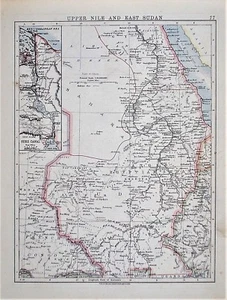 OLD ANTIQUE MAP EGYPT NILE SUEZ CANAL SUDAN c1910 by W & A K JOHNSTON - Picture 1 of 1