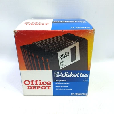 Office Depot 2HD IBM DISQUETES PAQUETE DE 25 NUEVOS Y PRECINTADOS Foto 1 de 4