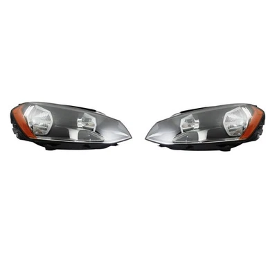 Headlights For Volkswagen Golf 2015-2016-17 Driver&Passenger Side Halogen Black - Изображение 1 из 4