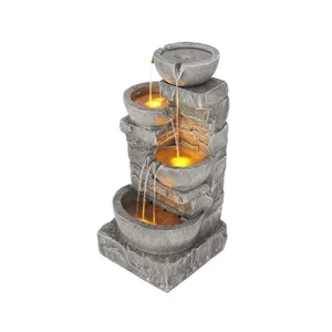 Teamson Home 33,25 Zoll Kaskadenschalen und gestapelte Steine LED Outdoor Wasser F... - Bild 1 von 9