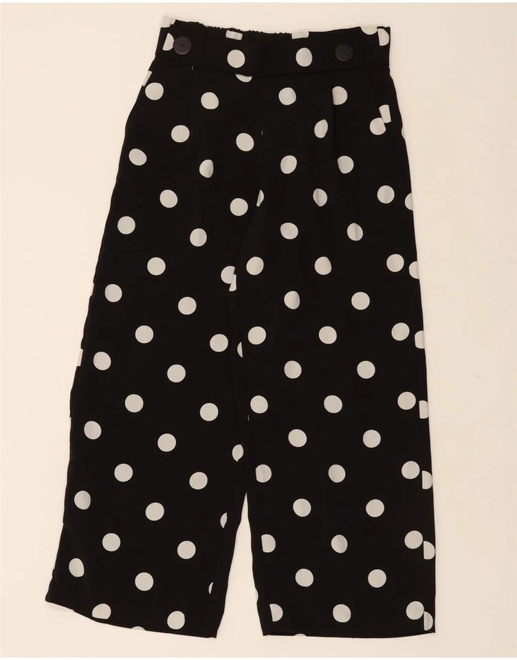 Pantalón chino recto pequeño ZARA para mujer W26 L24 negro a lunares CN02 Foto 1 de 3