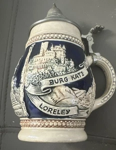 Medium Size Pottery Beer Stein Germany With Lid - Picture 1 of 8