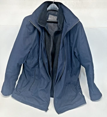 Abrigo de lluvia Calvin Klein para hombre doble cremallera azul marino grande, capucha extraíble, cálido Foto 1 de 4