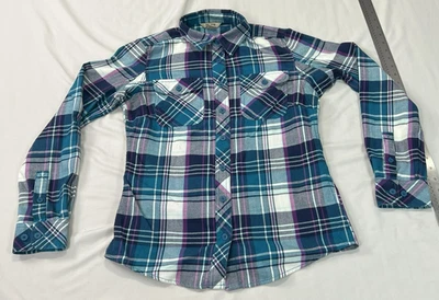 Camisa feminina de flanela Duluth Trading XS colorida xadrez manga longa botão para cima - Imagem 1 de 4