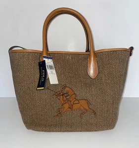 Bolso de mano Polo Ralph Lauren irlandés espiga Big Pony mediano Bellport para mujer - Imagen 1 de 9