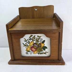 Vintage Rezeptbox aus Holz mit Gewürz des Lebens Einsatz Klappdeckel, Loch zum Aufhängen - Bild 1 von 8