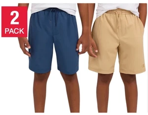 Champion Youth Shorts 2 Pack Size L 14/16 Blue/Tan Poly Blend Pull-On Style - Picture 1 of 2