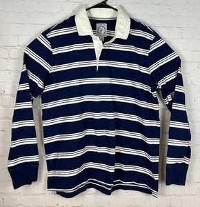 Lands End Langarm Rugby Shirt Herren Größe Large blau weiß gestreift - Bild 1 von 5
