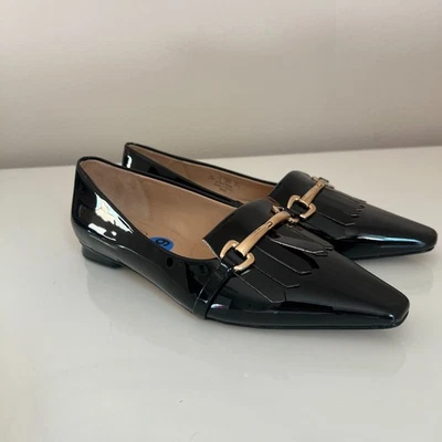 Franco Sarto  "Rina" Buckle Loafers Flat Shoes - Black Patent - Size 6.5 - Image 1 of 4