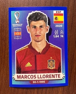 AZUL PARALELO Panini Copa Mundial FIFA Qatar 2022 Pegatinas Marcos LLorente - Imagen 1 de 1
