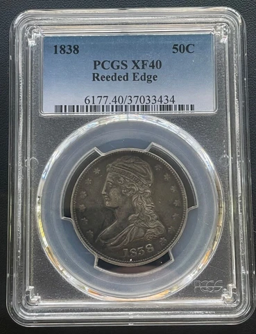 1838 Capped Bust, Reeded Edge 50 Cent PCGS Extra Fine 40 Cover