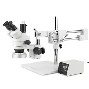 7X-45X Trinocular Zoom Stereo Microscope with Heavy-duty Metal 80-LED Ring Light - Picture 1 of 17