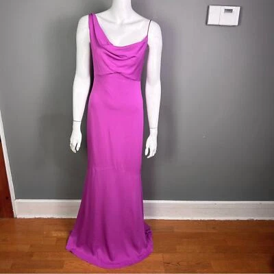 Nicole Miller Vestido Slip Talla 6 Rosa Fuscia Longline Drape Boda Novia Foto 1 de 4