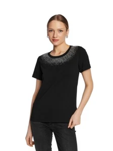T-Shirt Liu Jo da donna colore Nero/strass Modello: TA3182 J5003 B3280 - Foto 1 di 5