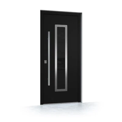 Inox S1 Negro - Puerta de entrada aislada exterior de acero moderna de Nova Foto 1 de 4