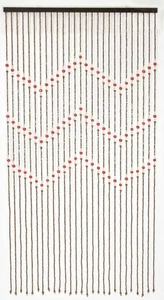 Zig Zag Brown Cream Orange 180 x 90cm Wooden Beaded Bamboo Door Curtain Blind