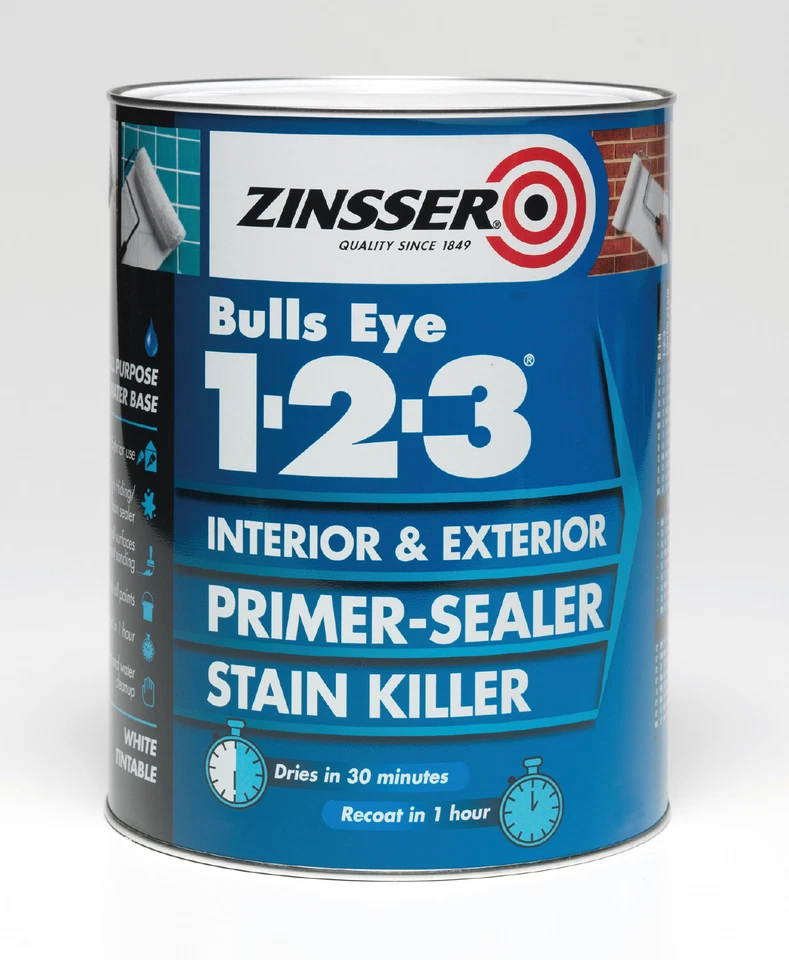 Zinsser - 123 Bulls Eye Primer / Sealer Paint 500ml White - Image 1 of 1
