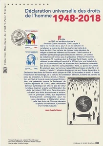 Document Philatélique 1er Jour : 25 2018 Déclaration des Droit de L'Homme - Picture 1 of 1