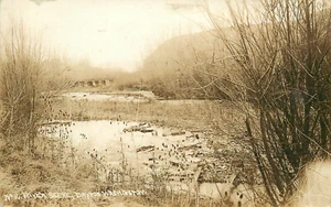 RPPC Postcard River Scene & Bridge Dayton WA 16 Columbia County Pacific Photo Co - Picture 1 of 2