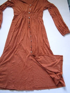 Women's Size S Long Sleeve Midi Fit & Flare Dress Burnt Orange Lightweight NEW - Picture 1 of 12