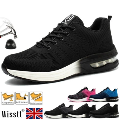 WISSTT Mens Steel Toe Cap Work Boots Safety Shoes Womens Air Trainers Lightweight 4-12