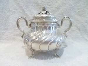 gorgeous late 19th c French 950 silver sugar bowl rococo st twisted form lyon - Picture 1 of 11