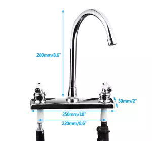NICKEL/CHROME RV Kitchen Bathroom Bar Basin Sink Faucet Double Handle Mixer Taps - Picture 1 of 1