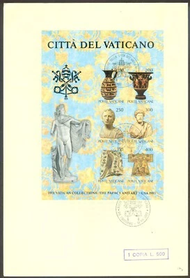 Vatican City Sc# 718, Papacy and Art (Blue Souvenir Sheet) - Chicago on Ordinate - Image 1 of 4