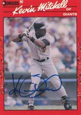 Kevin Mitchell Signed 1990 Donruss Giants Baseball Card 98 1989 MVP World Series